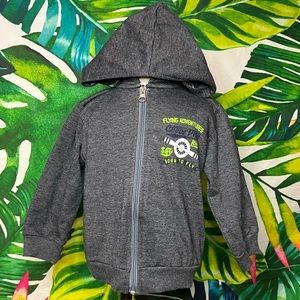 EUC Coqui 2T Grey Green Pilot “Born To Fly” Toddler Full Zip Jet Setter Hoodie